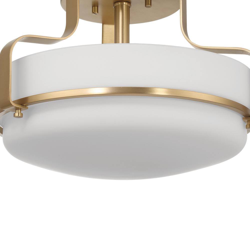 Allegra White and Gold Glass Drum Semi-Flush Mount Light