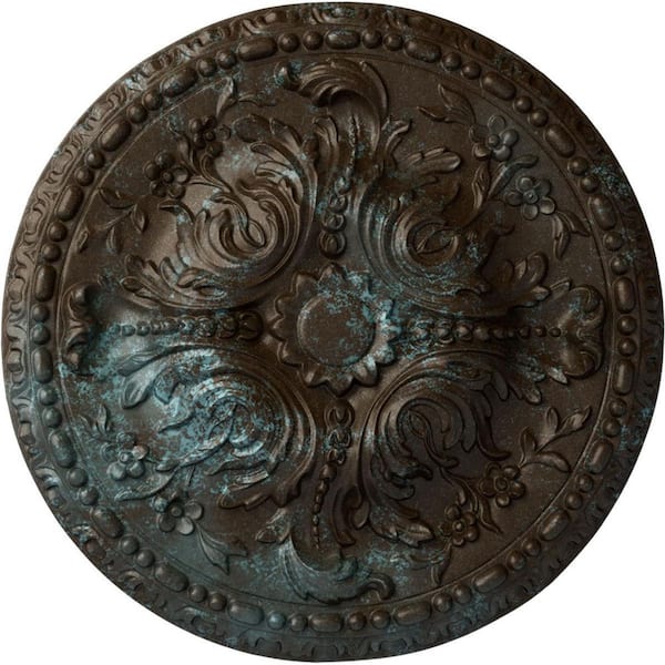 Ekena Millwork 19-5/8" x 3/4" Amelia Urethane Ceiling Medallion (Fits Canopies upto 2-3/8"), Hand-Painted Bronze Blue Patina