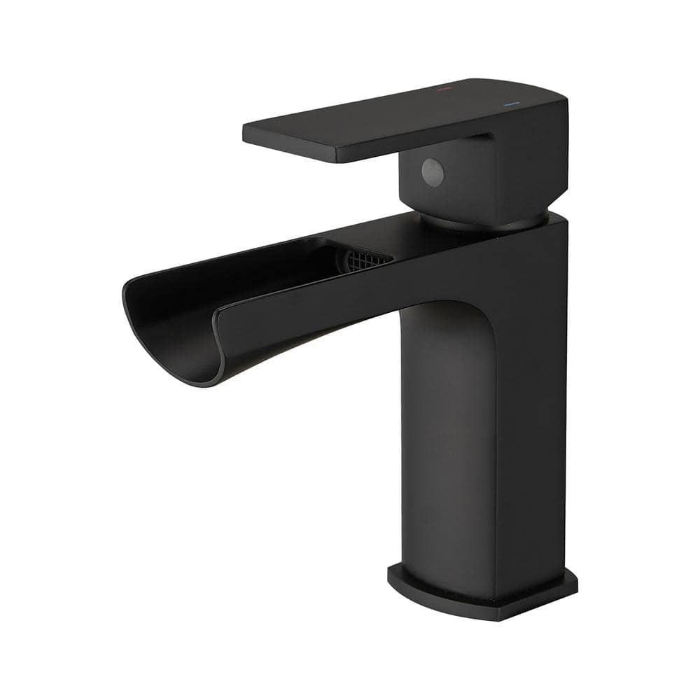 Single Handle Single Hole Bathroom Faucet with Waterfall and Drain Assembly