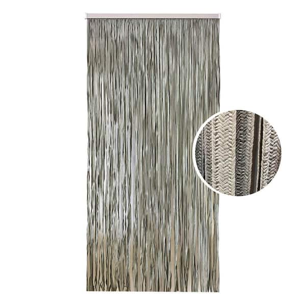 EVIDECO French home goods Braided Paper Chevron Curtain Door or Doorway 94 Strings 78.8"H x 35.5"W Light Filtering Sheer Curtain 1 Panel Green