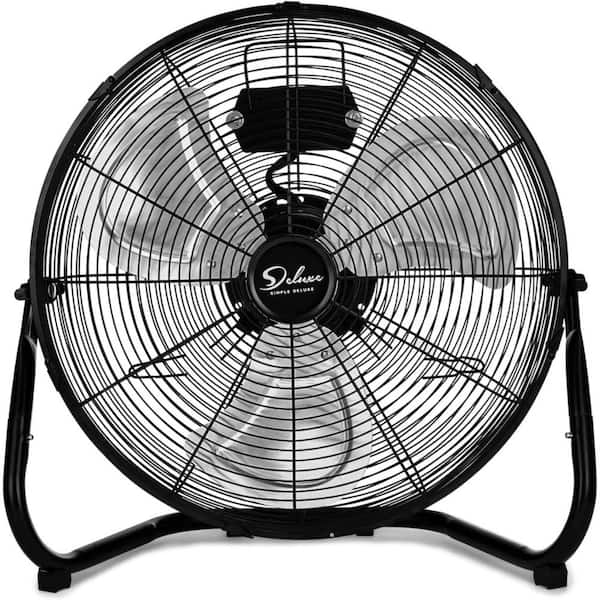 12 in. 3 Fan Speeds in Black Floor Fan with Built-in Carry Handle for Warehouse, Workshop and Factory