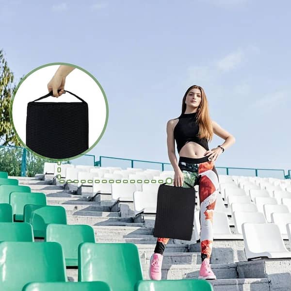 Black 3D Mesh Fabric Stadium Seat Cushion with Portable Handle for