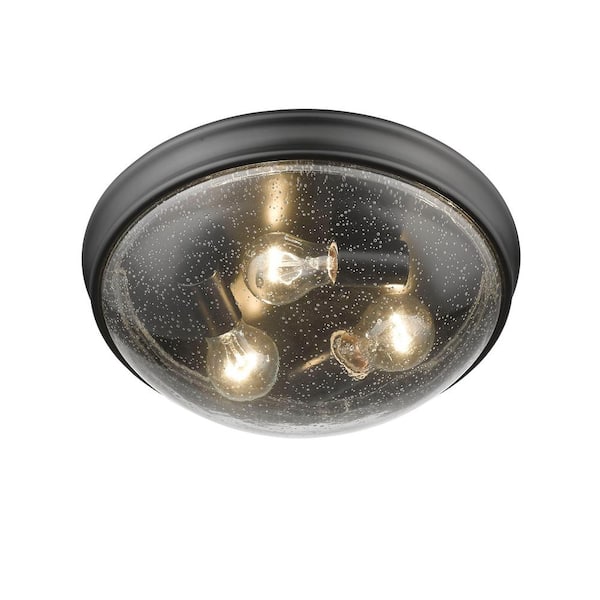 Millennium Lighting 14 in. Wide 3-Light Matte Black Flush Mount Ceiling ...