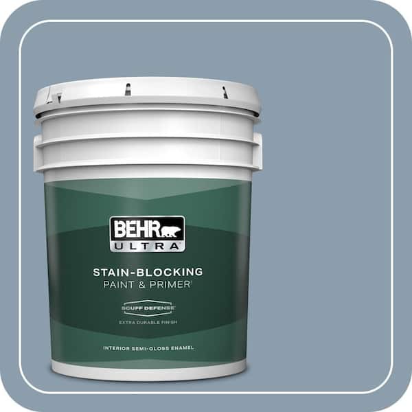 BEHR ULTRA 5 gal. #ICC-65 Relaxing Blue Extra Durable Semi-Gloss Enamel Interior Paint & Primer