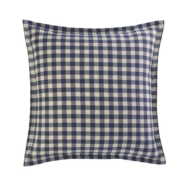 Eddie Bauer Kingston 1-Piece Navy Blue Plaid Cotton European Sham