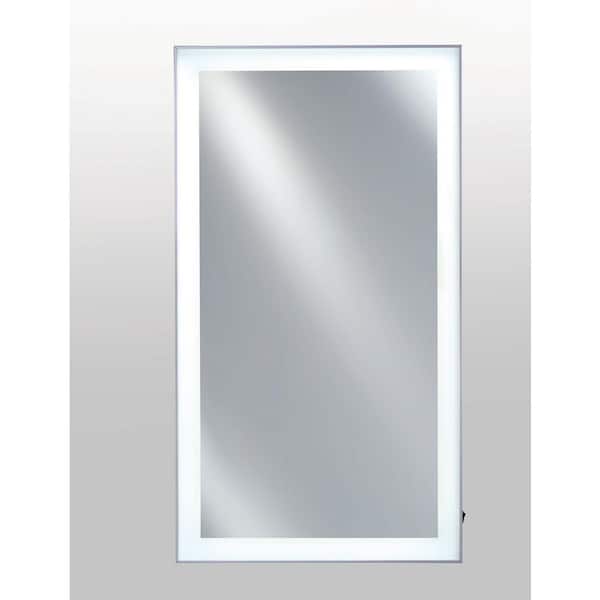 Afina Illume 24 in. W x 30 in. H Framed Rectangular LED Light Bathroom Vanity Mirror in Silver