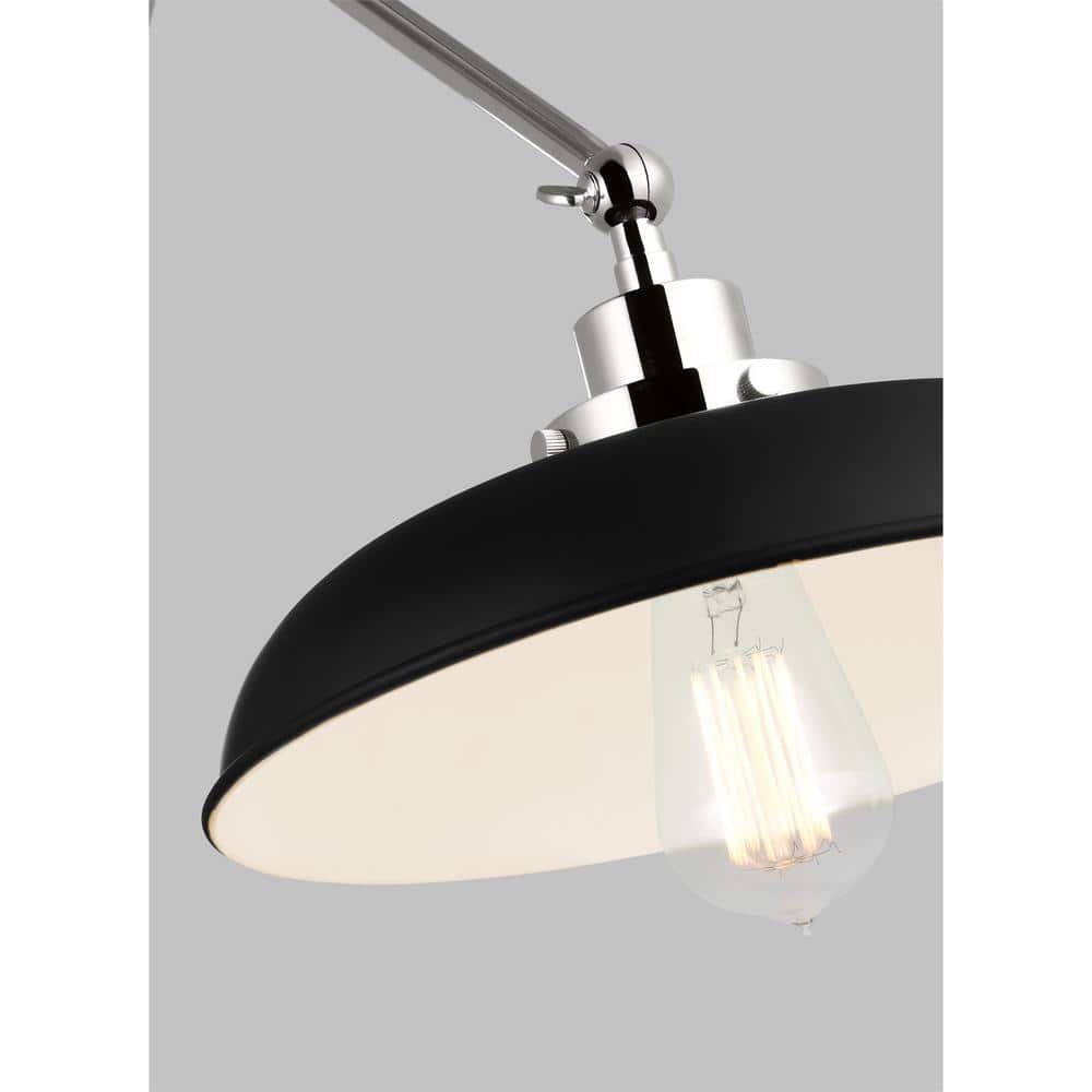 Midnight Black and Polished Nickel Dome Sconce