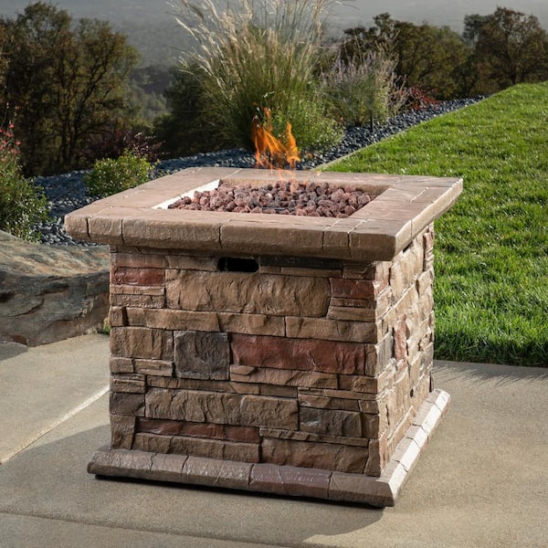 Royal Garden 32 In Faux Stone Fire Pit, Premade Stone Fire Pits