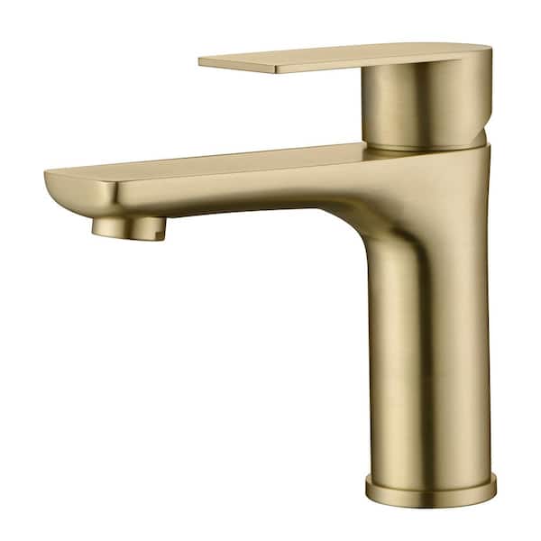 SUMERAIN Hourglass Stream Single Handle Single Hole Bathroom Faucet with Spot Resistant in Brushed Gold