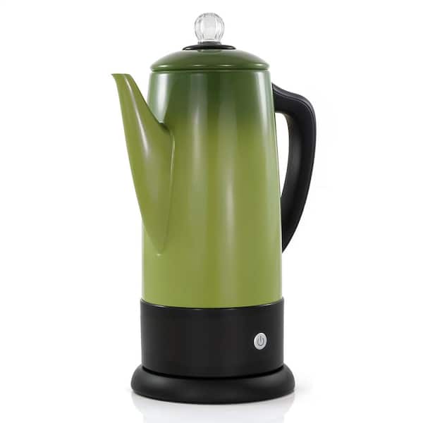 Elite Cuisine EC185 12 Cup Stainless Steel Coffee Percolator, Vintage Green