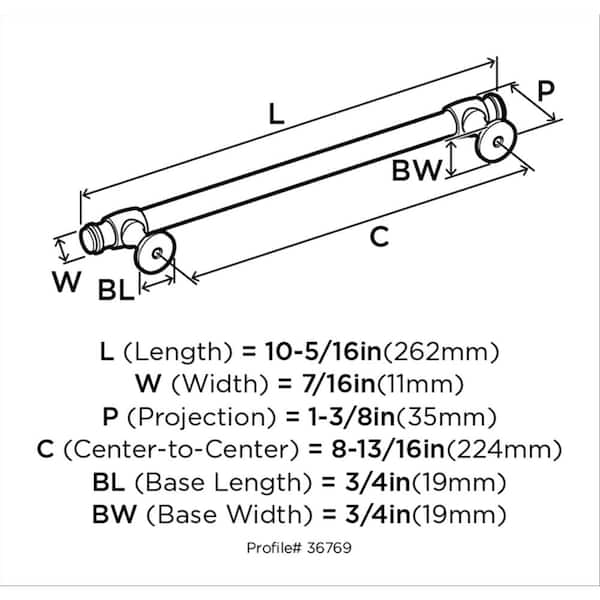 Amerock Winsome 8-13/16 in. (224mm) Traditional Champagne Amerock Winsome 8-13/16 in. (224mm) Traditional Champagne