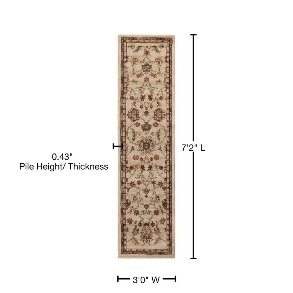 Riley Beige Synthetic Vintage Oriental Runner Rug