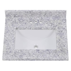 25 in. W x 22 in. D Cultured Marble White Rectangular Single Sink Vanity Top in Everest