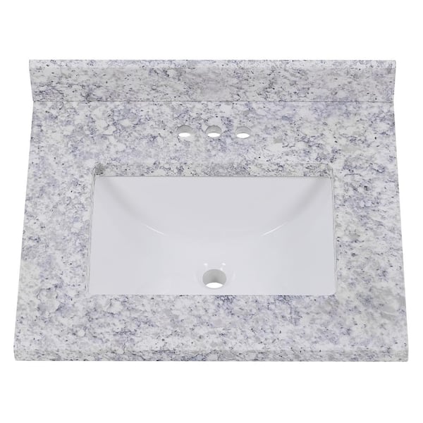 Home Decorators Collection 25 in. W x 22 in. D Cultured Marble White Rectangular Single Sink Vanity Top in Everest