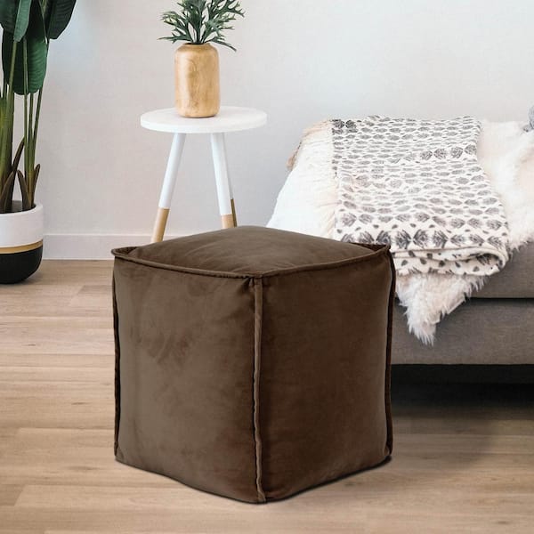 Marley Forrest - Pouf Ottoman, Tall With Cover, Sterling Chocolate