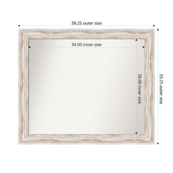 Amanti Art Alexandria Whitewash 39.25 in. x 33.25 in. Custom Non-Beveled Wood Framed Bathroom Vanity Wall Mirror