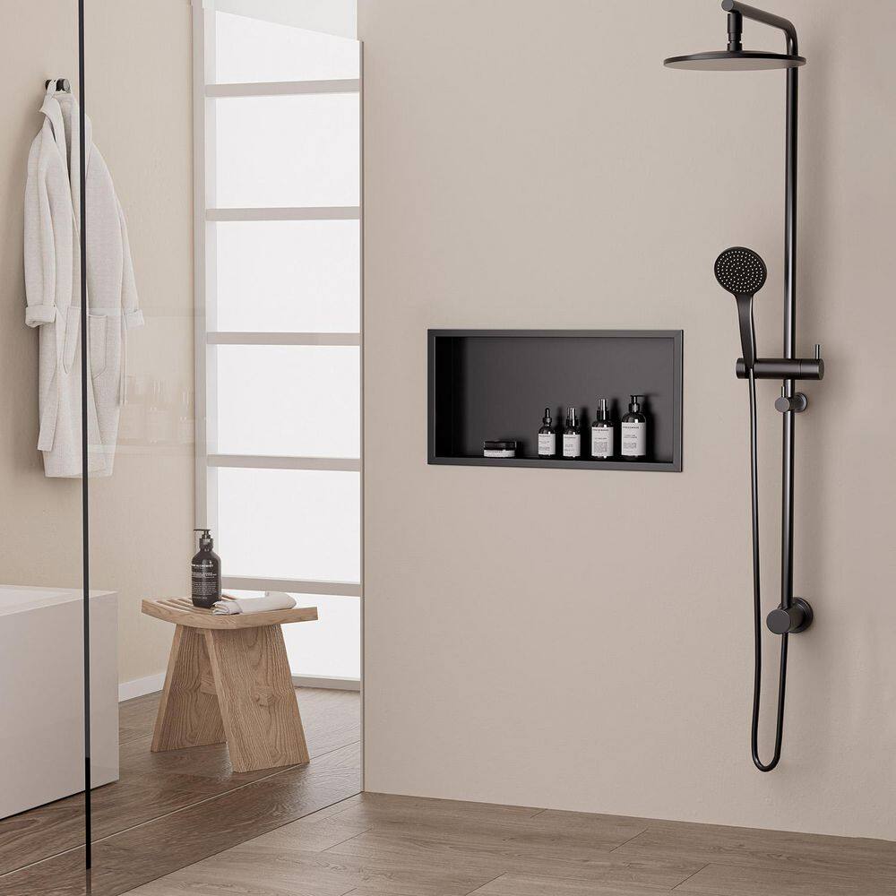 14 in. W x 12 in. H x 4 in. D Waterproof Recessed Shower Niche Storage Shelf in Brushed Nickel, No Tile Needed price history on PriceWatchPro