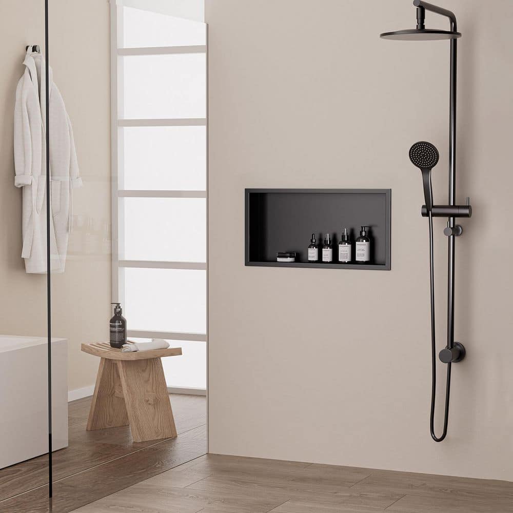 11 in. W x 11 in. H x 4 in. D Waterproof Recessed Shower Niche Space-Saving Storage Shelf in Matte Black, No Tile Needed price history on PriceWatchPro