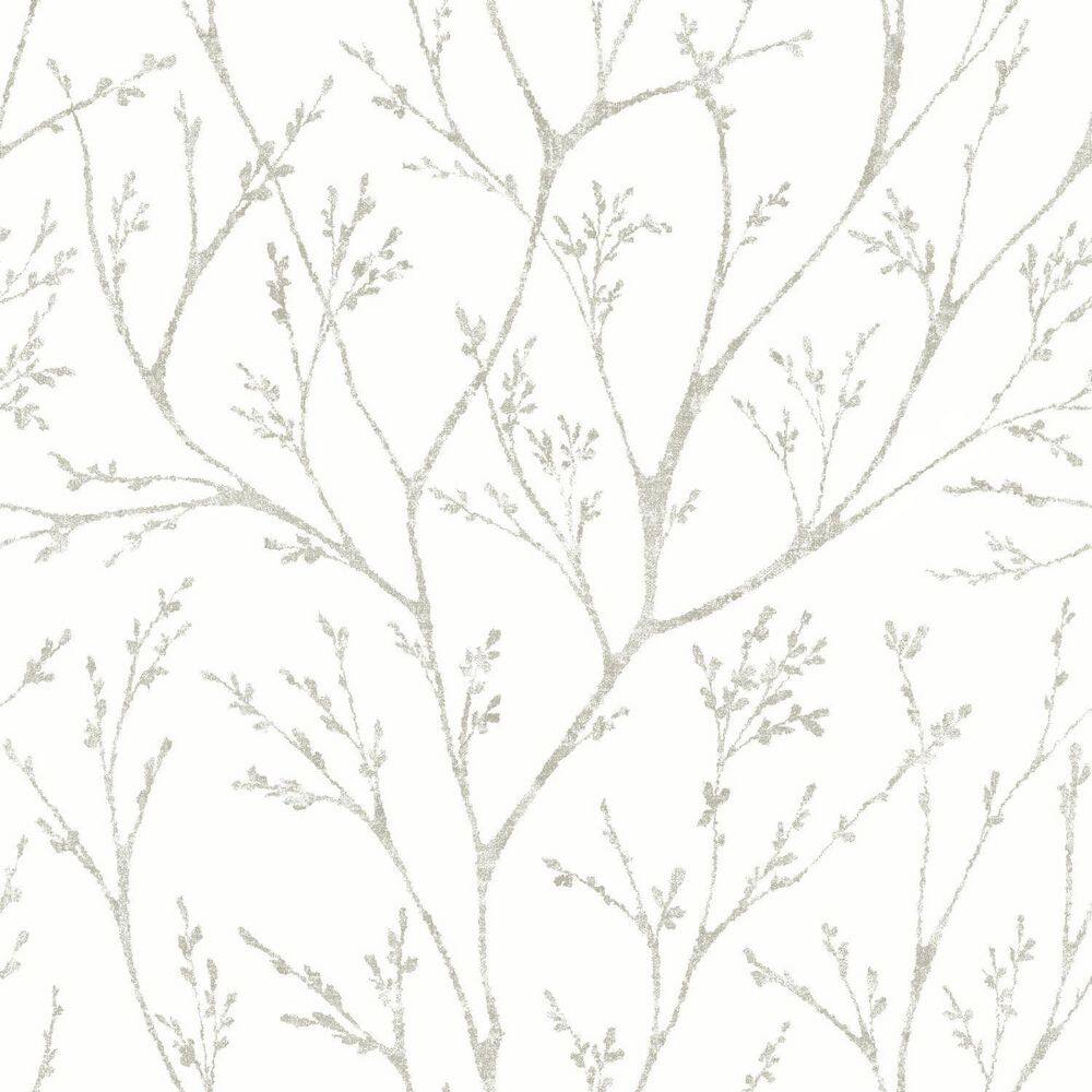 RoomMates 28.18 sq. ft. Tree Branches White Peel and Stick Wallpaper