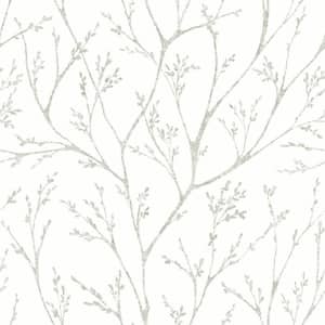 28.18 sq. ft. Tree Branches White Peel and Stick Wallpaper