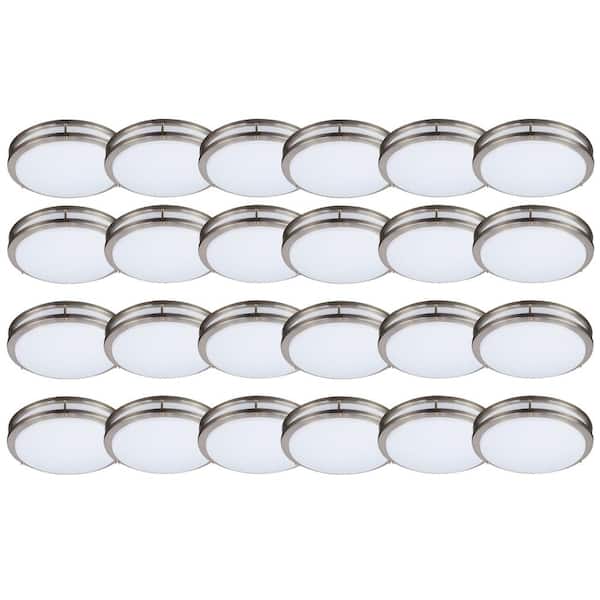 ENERGETIC LIGHTING 14 in. 1-Light Brushed Nickel Selectable LED Flush Mount (24-Pack)