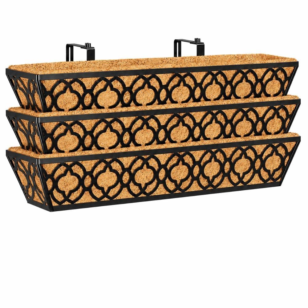 30 in. L x 8 in. W x 7.5 in. H 30 qts. Adjustable Hanging Railing Planter Metal Window Box Coco Liner Outdoor Set 4-Pack price history on PriceWatchPro