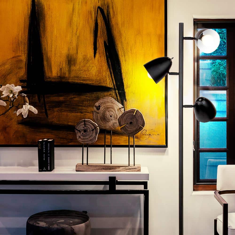 Jacob 64" Black Adjustable Multi-Head LED Floor Lamp