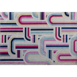 Sweet Spot White 8 ft. x 10 ft. Geometric Modern Area Rug