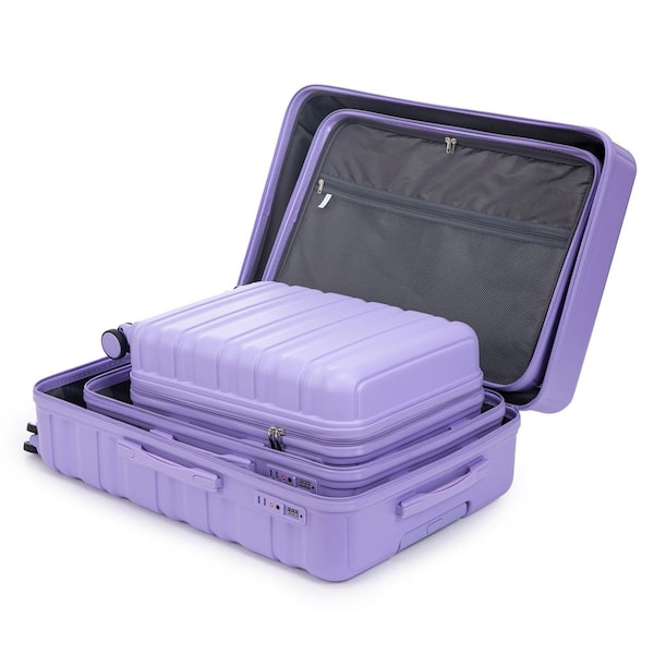 Tatahance 3-Piece Light Purple ABS Hardside Spinner Luggage Set