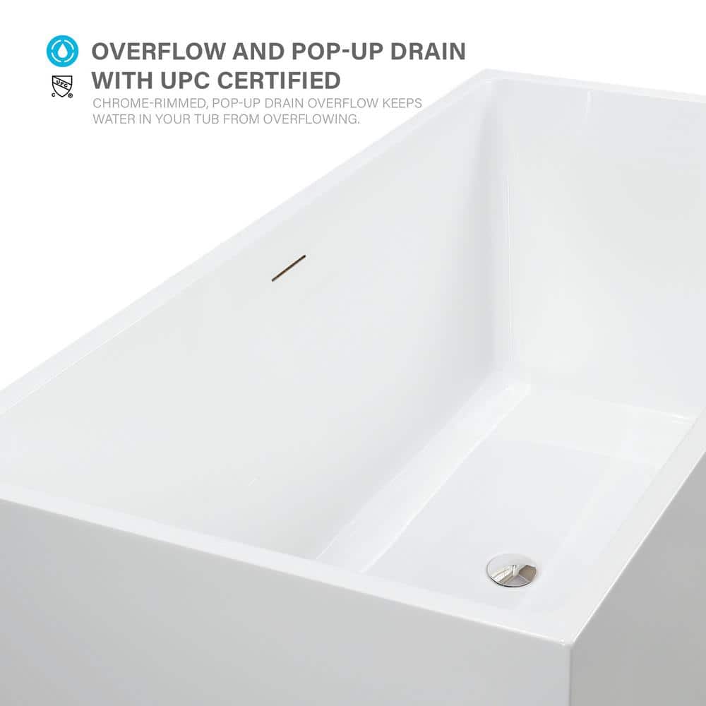 Chloe 59" White Acrylic Freestanding Soaking Bathtub