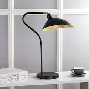 Giselle 30 in. Black Arc Table Lamp with Gold Leaf Interior Shade