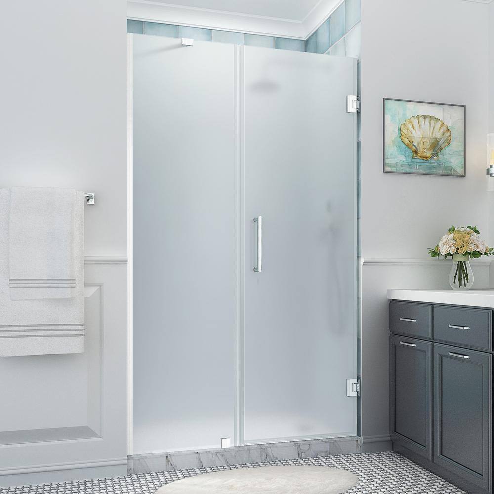 Belmore XL 50.25 - 51.25 in. x 80 in. Frameless Hinged Shower Door with Ultra-Bright Frosted Glass in Stainless Steel price history on PriceWatchPro