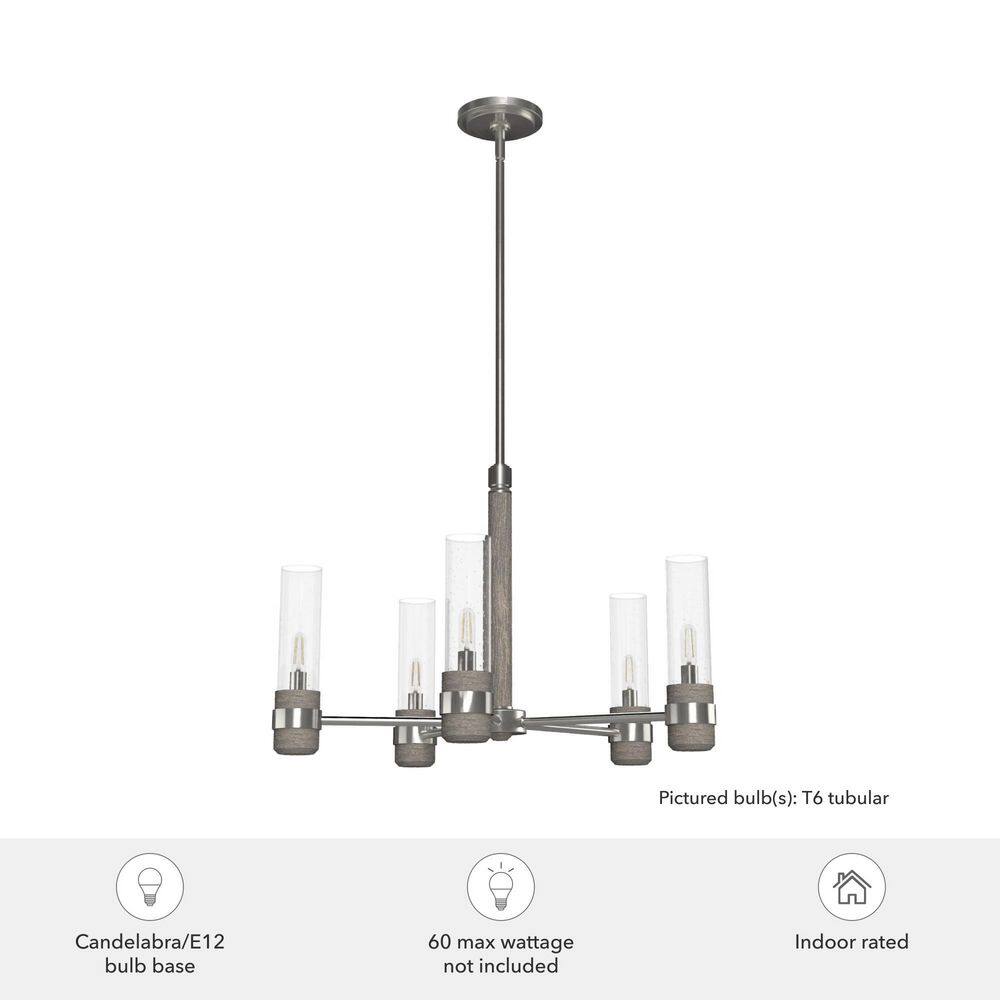 River Mill Brushed Nickel 5-Light Candle Chandelier