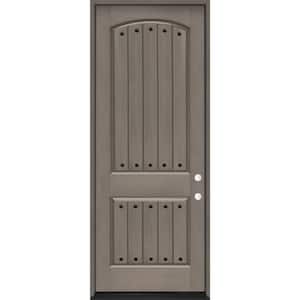 36 in. x 96 in. 2-Panel Left-Hand/Inswing Ashwood Stain Fiberglass Prehung Front Door with 4-9/16 in. Jamb Size