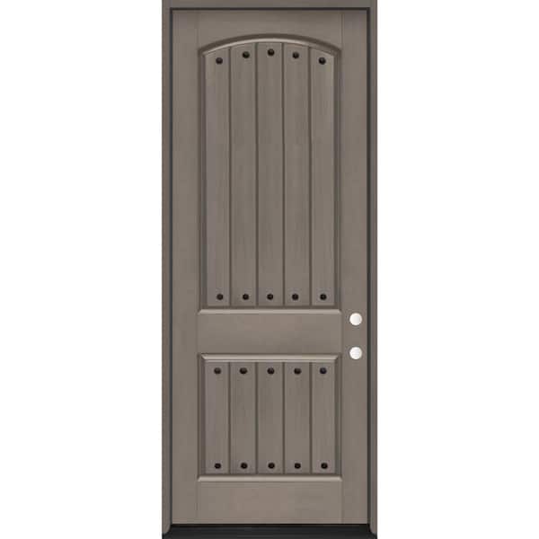 Steves & Sons 36 in. x 96 in. 2-Panel Left-Hand/Inswing Ashwood Stain Fiberglass Prehung Front Door with 4-9/16 in. Jamb Size