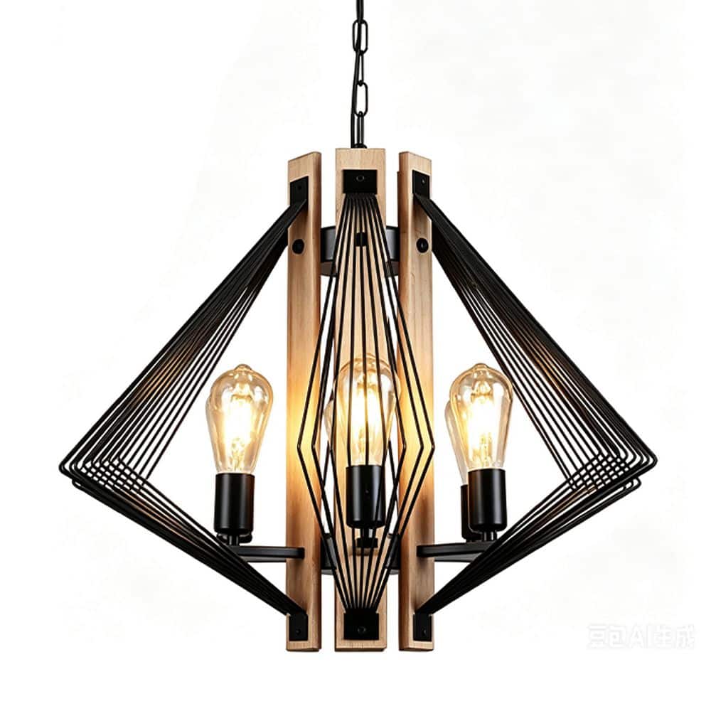 6 Light Black Farmhouse Chandelier Wood Cage Design for Dining Room, Kitchen Island, Bedroom Cafe price history on PriceWatchPro