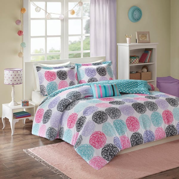 Intelligent Design Audrina 3-Piece Purple/Multicolored Twin Comforter Set