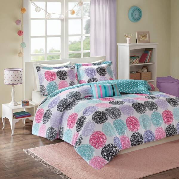 Intelligent Design Audrina 4-Piece Purple/Multicolored Full/Queen Comforter Set