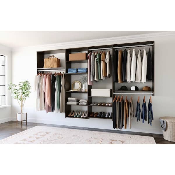 Dual Tower 96 in. W - 120 in. W Basic Espresso Wood Closet System