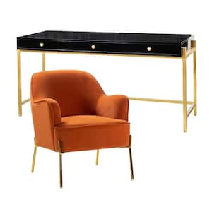 Alita Orange 2 Piece Office Set with Modern Desk and Chair