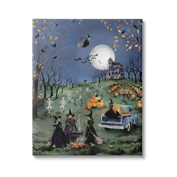 Stupell Industries Autumnal Witches Scene byHeatherlee Chan 1 Piece Unframed Graphic Print Nature Poster Art Print 30 in. x 24 in.