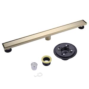 32 in. Linear Shower Drain in Brushed Gold with Removable Cover Grate