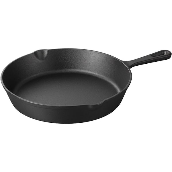 Non-Stick Cast Iron Skillet Frying Pan 8 in. Black Pre-Seasoned with Pour Spouts Oven Stove Grill Compatible