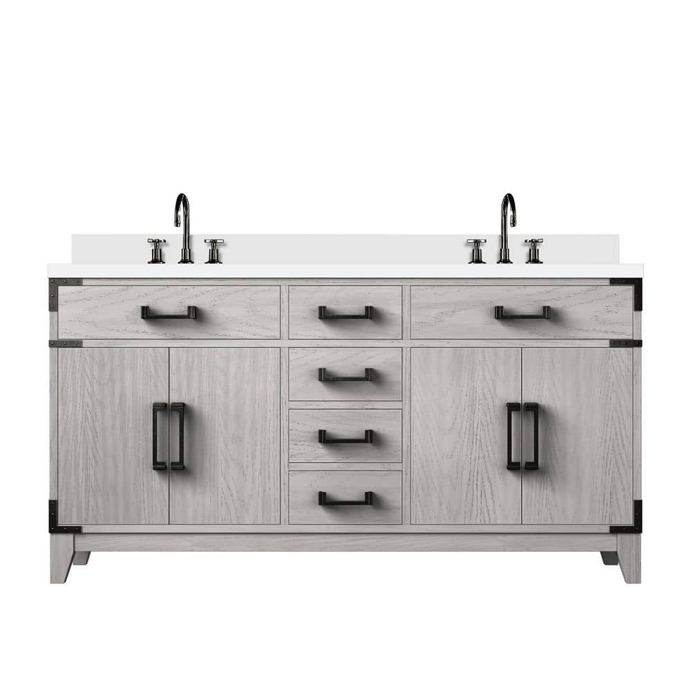 Fossa 60 in W x 22 in D White Oak Double Bath Vanity with White Quartz Top, and Faucet Set price history on PriceWatchPro