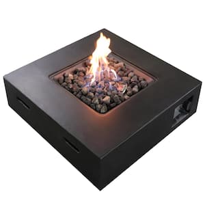 30 in. 40,000 BTU Square Concrete Gas Outdoor Patio Fire Pit Table in Charcoal Black