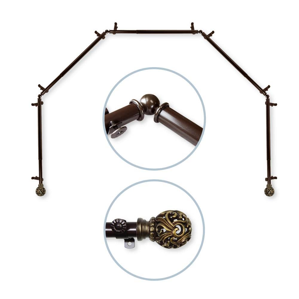 28-48 inch (each side) 13/16 inch diameter 5-Sided Bay Window Curtain Rod in Cocoa with Adora Finials price history on PriceWatchPro