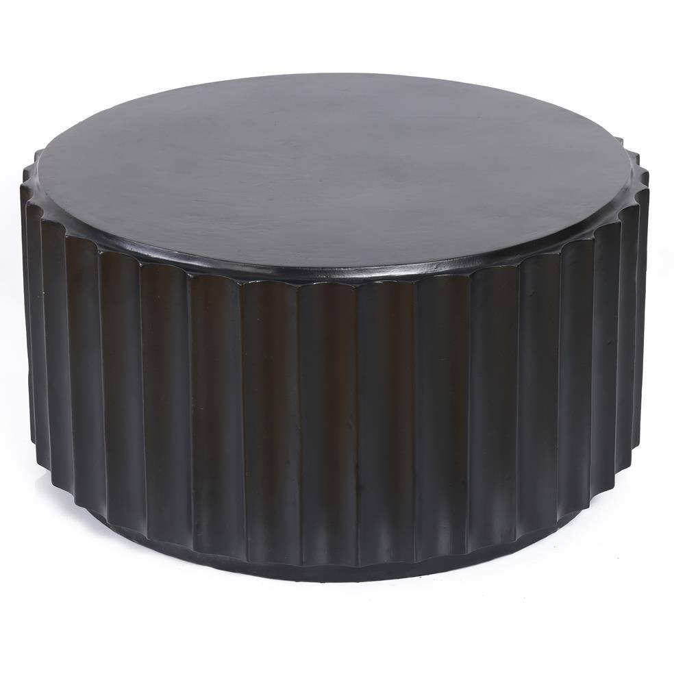 LuxenHome 32" Black Cement Round Outdoor Coffee Table