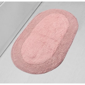 Double Ruffle Collection 100% Cotton Bath Rugs Set, 24x40 Rectangle, Pink