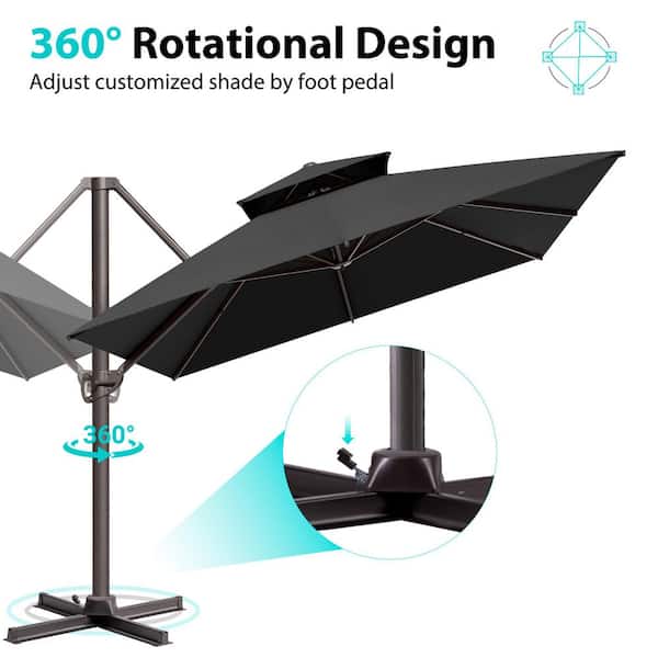 5 ft outdoor patio umbrella ABCCANOPY OLEFIN 5-Year No Fading Patio Umbrella with Solar Lights 9FT 8Ribs White