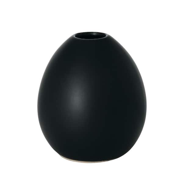 SULLIVANS 7.5 in. Modern Matte Black Oval Vase, Ceramic